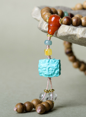 2025秋季上新黄油沉香木手链天然白水晶南红玛瑙松石瑞兽文玩手串