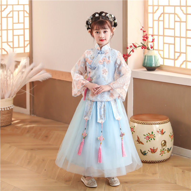 儿童小女孩秋季汉服中国风公主裙 汐沚民族服装/舞台装