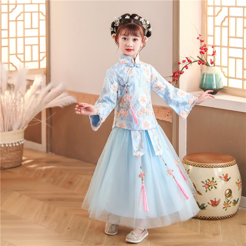 儿童小女孩秋季汉服中国风公主裙 汐沚民族服装/舞台装