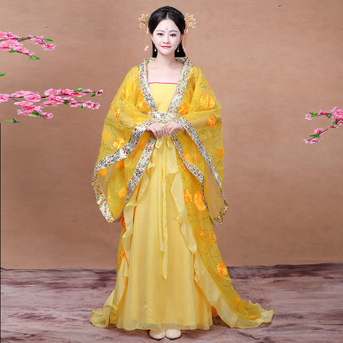 古装贵妃服装女拖尾改良汉服唐朝公主皇后舞台演出服走秀摄影春秋 - 图2