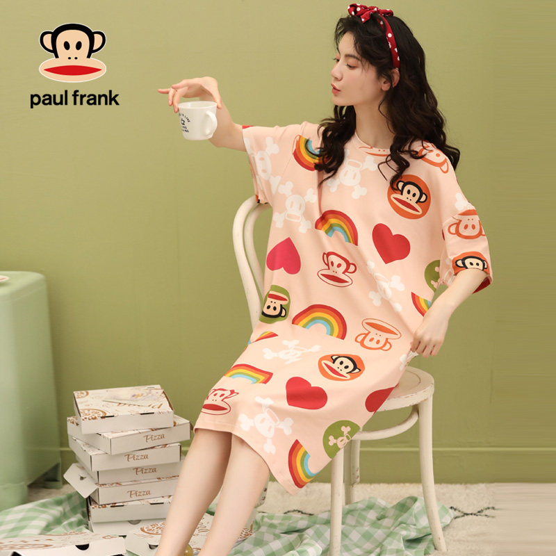 大嘴猴睡裙子女夏季纯棉短袖中裙 希芙诗睡裙