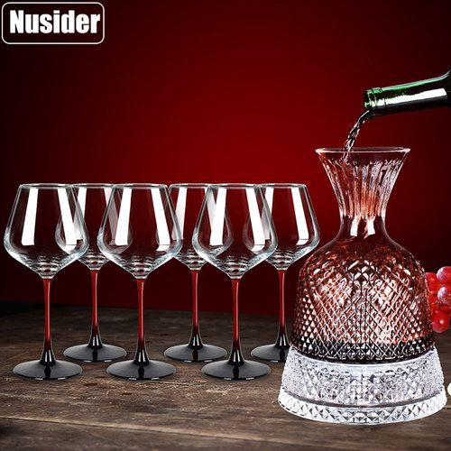 Nusider加厚水晶红酒杯套装家用高颜值醒酒器葡萄酒杯高脚杯酒具 - 图2