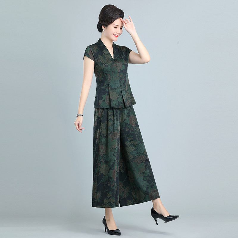 母亲节洋气妈妈夏装两件套装阔腿裤 凯姿莎中老年女装