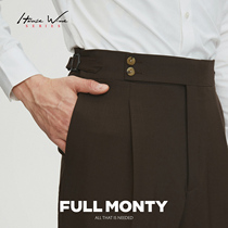 (Universal Customised Home Series) Loose Wool Western Clothing Pants Men Business Casual High Waist Naples West Pants