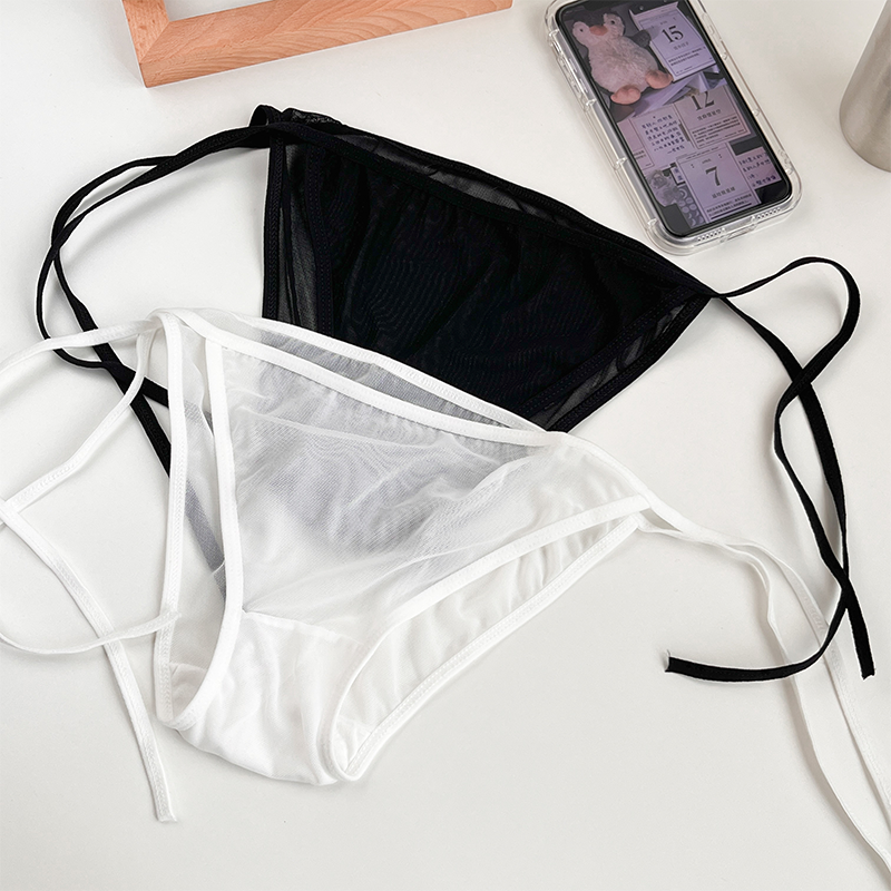 樱木凛~日系少女纯欲系带黑色性感女士内裤性感网纱绑带三角短裤,淘宝优惠券,粉丝福利购,淘宝优惠卷