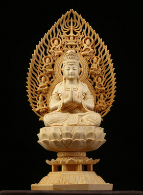 桧木精雕八大生肖守护神菩萨佛像摆件 八宝佛家居佛堂供奉保平安