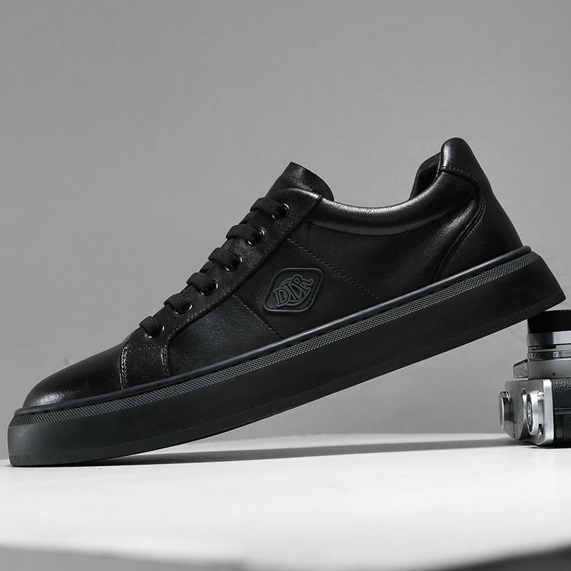 VIFIRFAR软牛皮男鞋2025秋季新款黑一脚蹬软底休闲皮鞋真皮板鞋男 - 图1