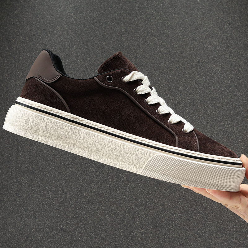 VIFIRFAR磨砂皮黑色休闲皮鞋男2025秋冬季新款翻毛皮厚底通勤板鞋 - 图3