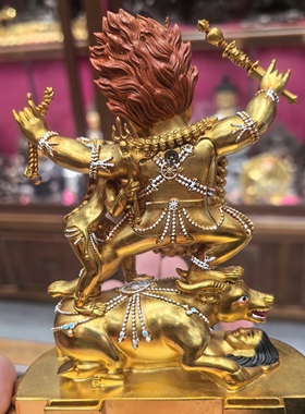 阎魔敌/却甲/地狱主/俱誓法王/阎罗王/阎魔护法/曲杰15cm铜佛像