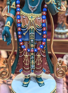 绿度母/度姆/立姿绿度母/卓玛/梵天藏传23cm精品彩绘佛像
