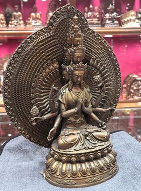 噶当十六明点千手观音/千手千眼观音菩萨26cm佛像佛堂供奉摆件