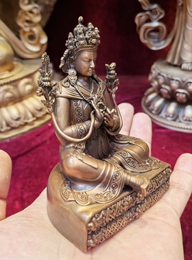 莲花生弟子/伽布/赤松德赞/梵天藏传10cm紫铜精品佛像摆件