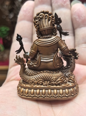 白财神/骑龙财神/藏巴拉/赞巴拉5cm紫铜佛像梵天佛堂招财财神摆件