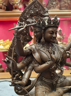 斗姆元君/摩利支天/紫铜摆件纯铜26cm藏传/具光fo母/佛像铜像摆件