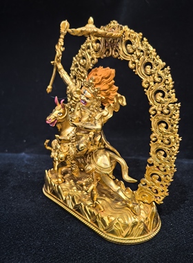 吉祥天母/班丹拉姆/吉祥天女/拉姆/12cm金铜佛像梵天藏传供奉摆件