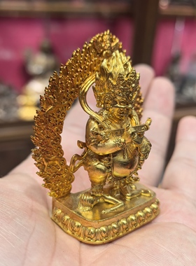宝帐怙主/大黑天/玛哈嘎拉/红棒玛哈嘎拉/6cm 金铜藏传萨迦派佛像