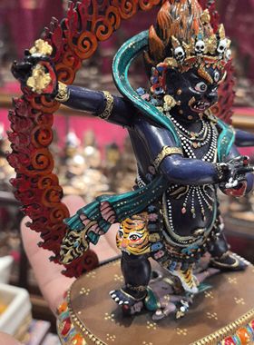 金刚手/四臂金刚手/金刚手菩萨/秘密主/恰那多杰17cm彩绘佛像摆件