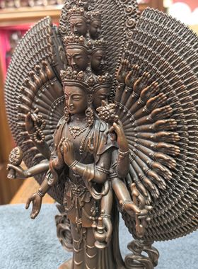 千手观音菩萨/十一面千手观音/千手观音/观音/23cm紫铜佛像摆件