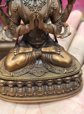 四臂观音/奇木格/结热兹恰协哇/10cm红铜佛像摆件寺庙供奉工艺品