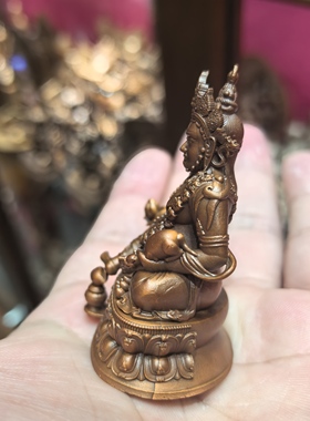 黄财神/赞巴拉/藏巴拉/五色财神/5cm紫铜佛像梵天佛堂供奉摆件