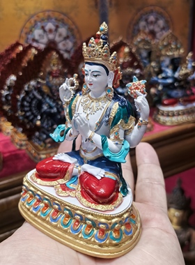 四臂观音/奇木格/齐木格/三怙主/10cm彩绘佛像梵天造像佛堂摆件