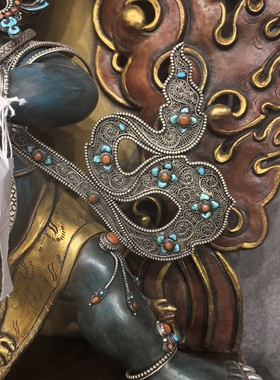 金刚手菩萨/多杰/尼泊尔鎏金精品佛像佛堂供奉摆件梵天藏传