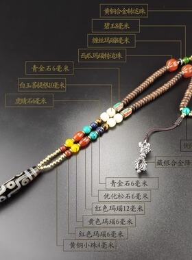 西藏九眼天珠镶嵌老天珠多宝项链吊坠毛衣链项链百搭男女情侣项链