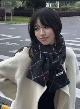 韩系菱格爱心提花围巾女秋冬氛围