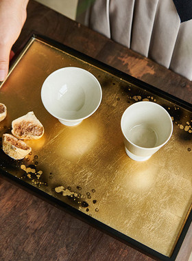 越南进口银箔金箔长方形茶盘托盘