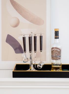 意式轻奢金边玛瑙托盘摆件纸巾盒