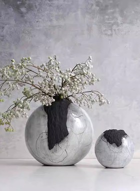 新中式复古陶瓷花瓶摆件人物装饰