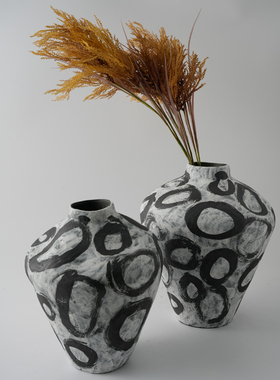 新中式复古手绘陶瓷大花瓶摆件