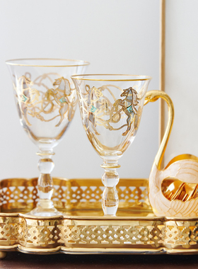 24K描金水晶玻璃高脚红酒杯