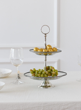 欧式轻奢高脚蛋糕点心托盘摆件