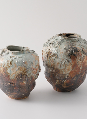 新中式手绘水墨陶瓷花瓶摆件装饰