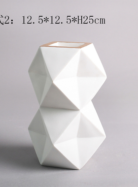 几何切面菱形黑白灰花瓶软装饰品