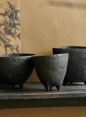 新中式黑色收纳碗摆件果盘装饰品