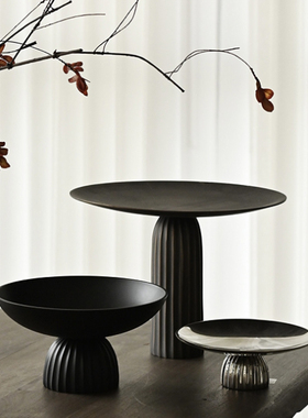 北欧简约金属铝制高脚水果盘摆件