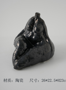 陶瓷胖女人体手掌人头像抽象雕塑