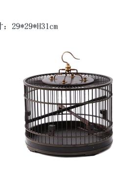 中式风紫光檀鸟笼木质软装饰品