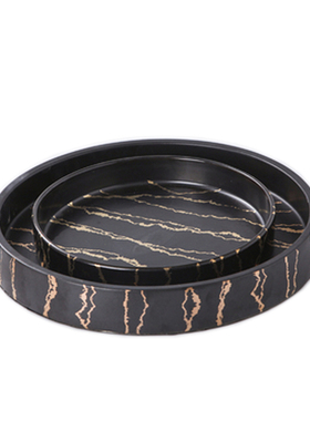 新中式风陶瓷黑色样板房间托盘