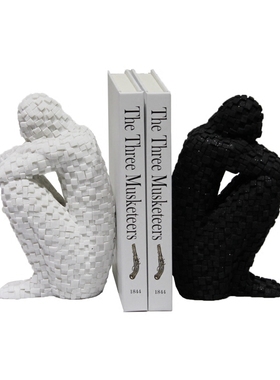 砂岩黑色思考者样板房创意摆件