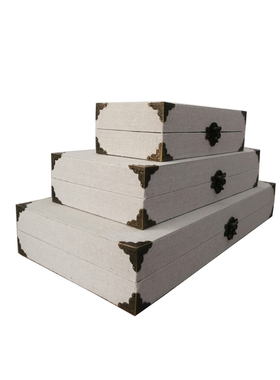 麻布新中式风电视柜梳妆台收纳盒