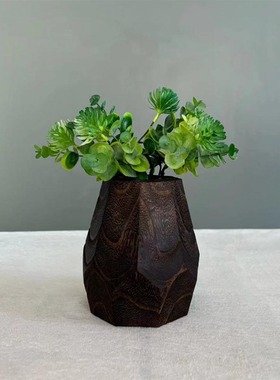 新中式复古实木小花瓶摆件装饰