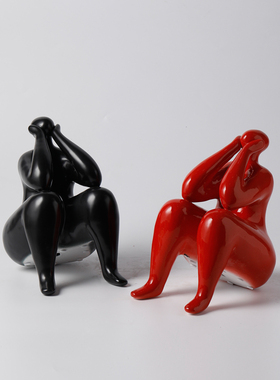 样板间陶瓷金色人物雕塑摆件装饰