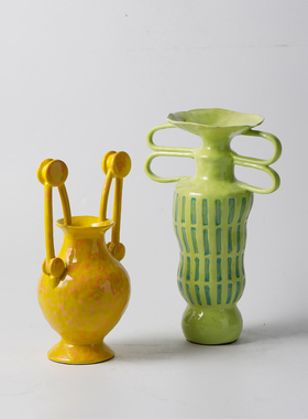 北欧异形多孔陶瓷花器摆件花瓶