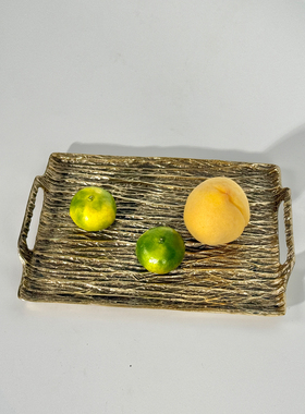 印度进口铝压花把柄矩形托盘果盘