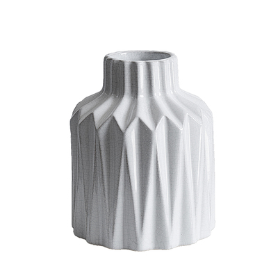 现代家居装饰品折纸花瓶花器花插摆件 创意陶瓷时尚纹白色花瓶