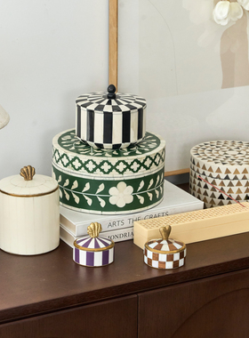 复古做旧金银色收纳罐摆件装饰盒