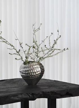 欧式铝制金银色装饰花器花瓶